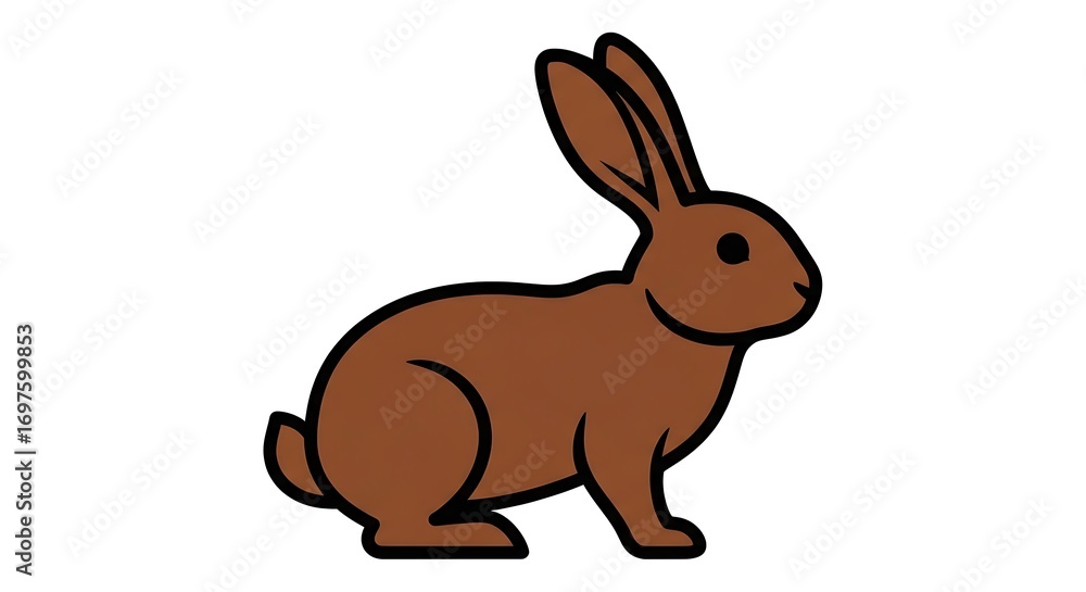 Obraz premium Charming brown rabbit illustration with a friendly demeanor, perfect for Easter, children's stories, and nature-themed projects seeking an adorable, approachable animal character