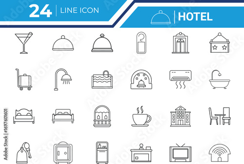 Creative Hotel Outline Icon Vector