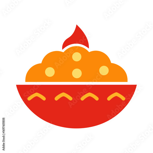 Indian sweet halwa in a bowl food vector on white background.