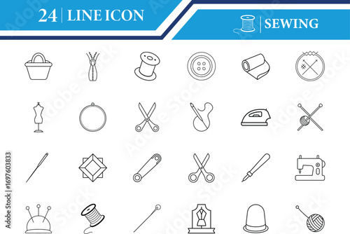 Sewing Outline Icon Vector Illustration
