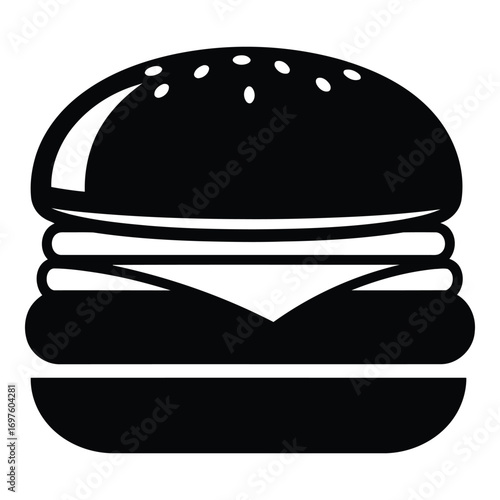 Classic black hamburger icon symbol representing fast food delicious meal deliciousness vector