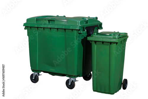 Large and Small Green Waste Bins with Lids