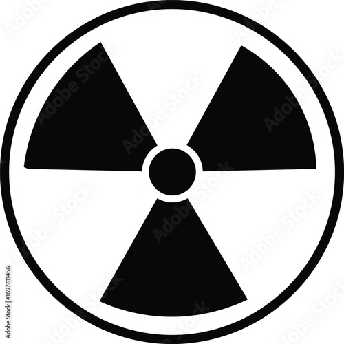 Three radiation hazard symbols showing different styles. nuclear Radiation chemical biological icon set, Toxic sign, Biohazard symbol, Vector illustration
