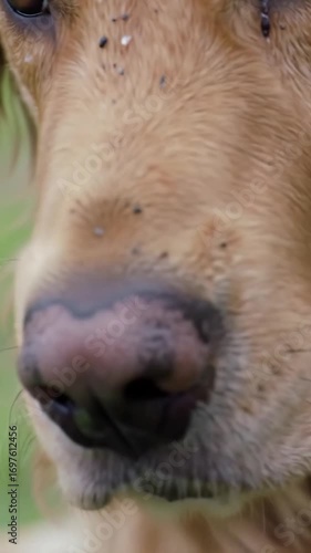footage vertical video, Close-up of a dog’s nose sniffing
