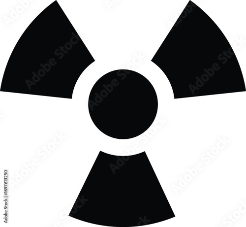 Radiation warning sign icons. Set of radiation hazard signs. Three radiation hazard symbols showing different styles. Vector illustration
