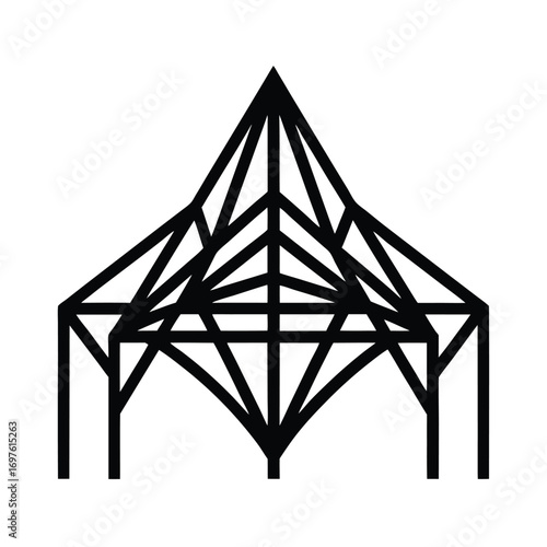 Abstract geometric structural design elements on white
