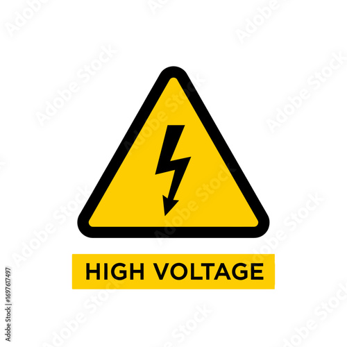 High voltage warning sign with lightning bolt symbol.