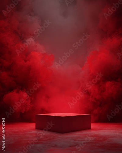 Red Smoke and Cube Display
