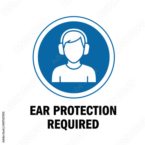 Safety sign indicating ear protection is required.