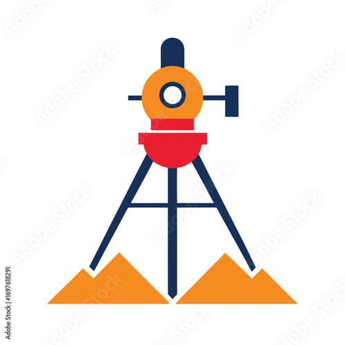 Surveying and mapping tools on a clean white background