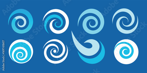 Collection of Ten Abstract Water Vortex Swirl Icons