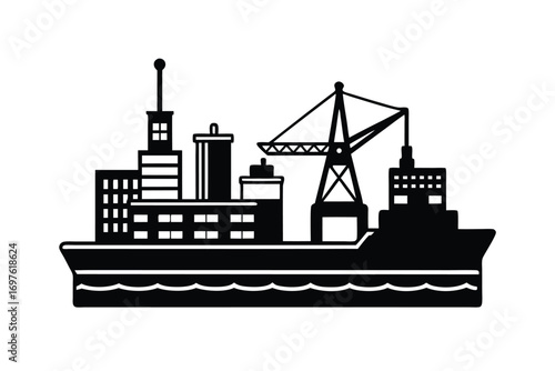 Harbor engineering scene with water and structures