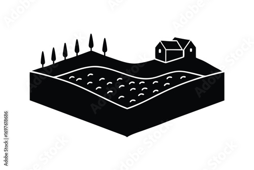 Stormwater management system design elements on white background
