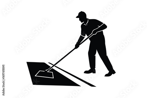 Pavement maintenance and road repair illustration on white background