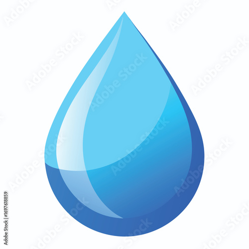 Realistic Crystal Clear Water Droplet with Reflections Vector Illustration