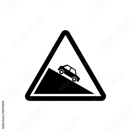 Steep Descent Warning Traffic Sign.