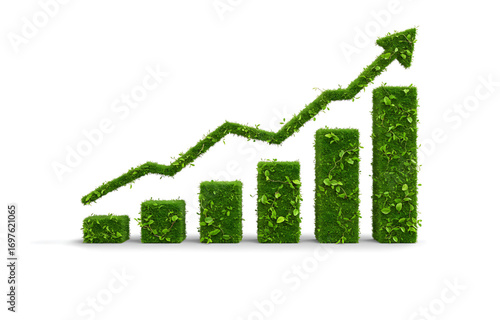 Eco-Friendly Growth Green Bar Chart Illustrating Upward Financial Trends, Sustainability and Progress