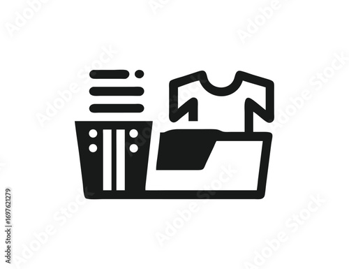 Iconic representation of laundry folding and sorting for household chores