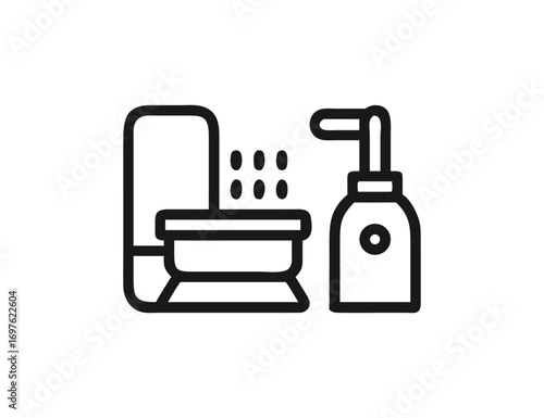 Cleanliness symbol of toilet and soap dispenser for hygiene and sanitation services