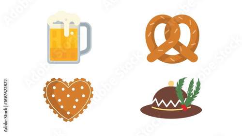 Oktoberfest Bavarian Hat Sticker with Feather – German Costume Icon Vector