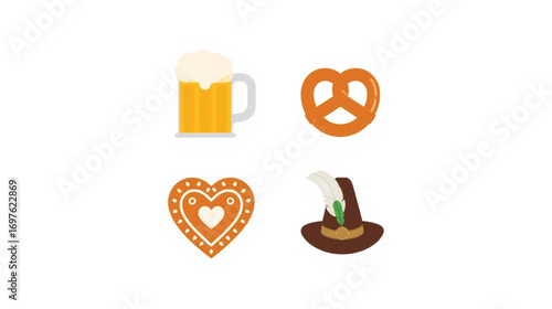 Oktoberfest Bavarian Hat Sticker with Feather – German Costume Icon Vector 