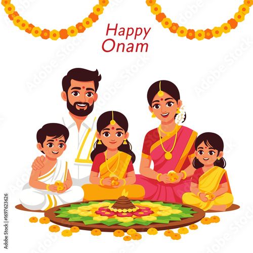 Happy Onam Family Celebration in Kerala