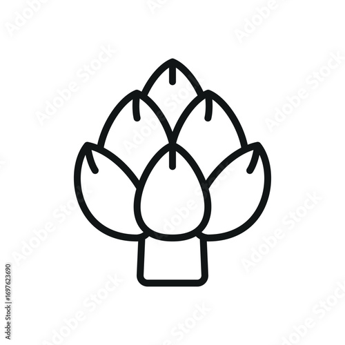 Artichoke icon in outline for farm, vegan, and diet visuals.