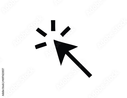 Cursor click icon with radiant effect for digital interactions and web navigation