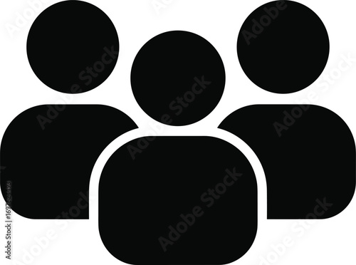 Simple Black Icon Representing a Group of Three People team community