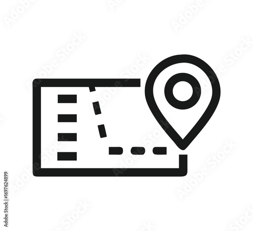 Simple line icon representing location pin on a map route destination point