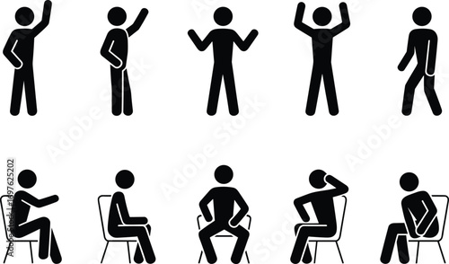 Stick Figure Poses Collection Silhouette person people