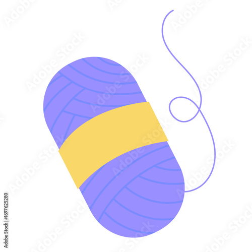 Ball of Purple Yarn with Yellow Label