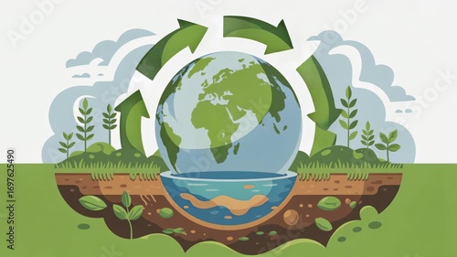 Sustainable Earth Cycle and Eco-Friendly Planet