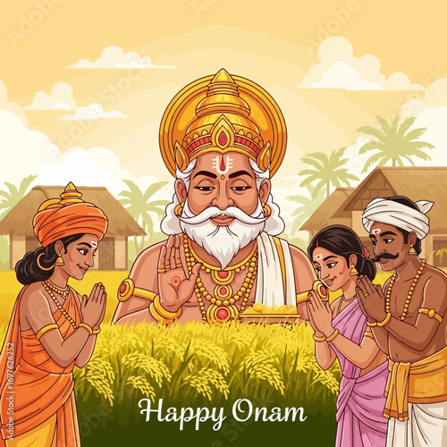 Happy Onam Festival: King Mahabali and People