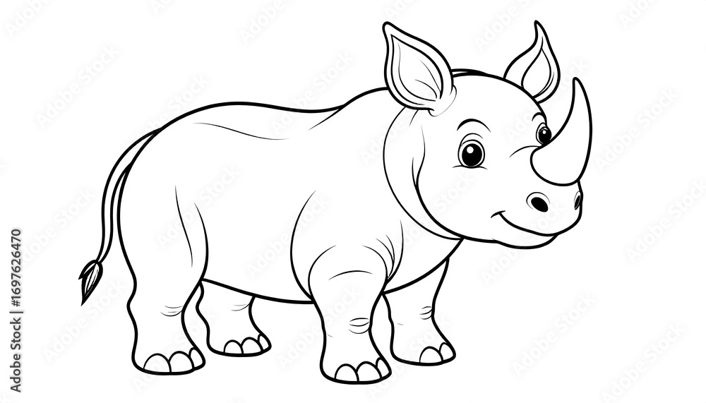 Fototapeta premium Cute cartoon rhino outline