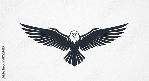 Minimalist Black Eagle Silhouette with Spread Wings. Simple Flying Bird Icon in a Clean Vector Style, Perfect for a Modern Logo or Brand Symbol