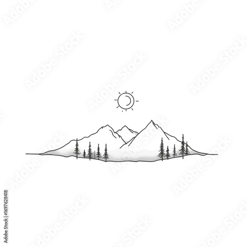 Minimalist Mountain Landscape Vector Illustration