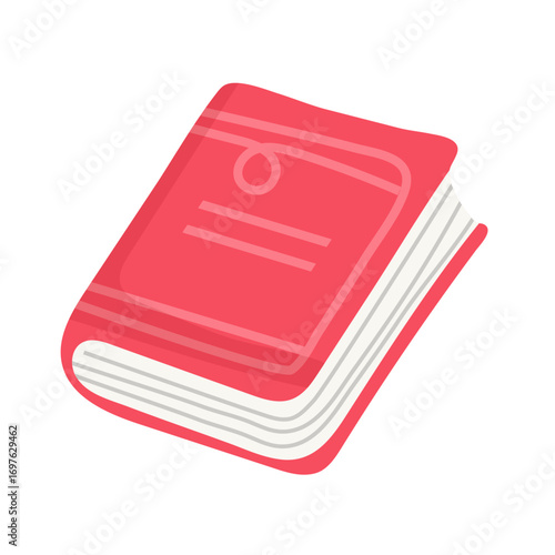 Pink book, doodle vector illustration for kids and baby design, white background.