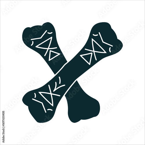 Runes Carved on Bones for Divination Ritual Rune Carved Bones Animal bones marked with symbols for divination