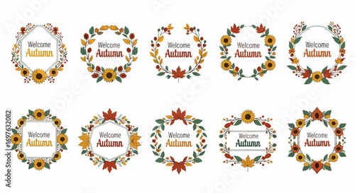 Welcome Autumn Sign 12 Floral Wreath Designs for Fall
