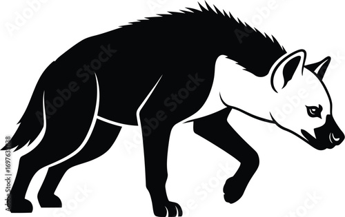 Hyena silhouette, a predator with a distinctive appearance and scavenging behavior