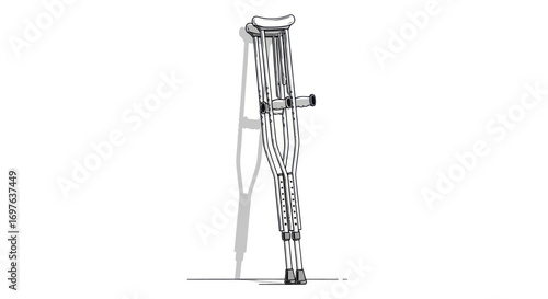 Line art illustration capturing the essence of crutches symbolizing healing and mobility equipment