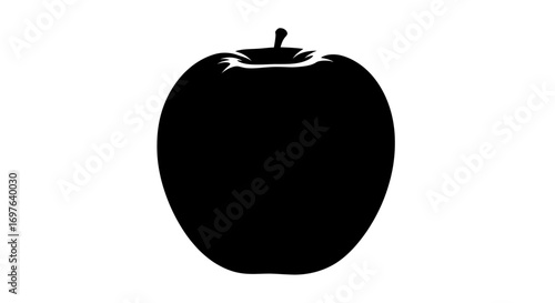 Single apple silhouette in bold black against a clean white backdrop offers stark contrast
