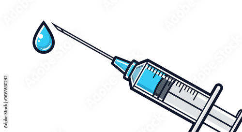 Stylized depiction of a syringe, highlighting the medical significance and process involving