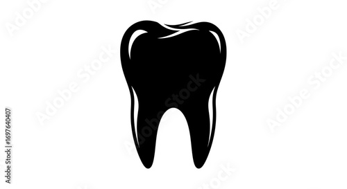Stylized monochrome tooth silhouette graphic for dental and healthcare use cases