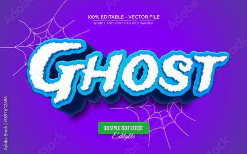 Spooky ghost 3D text effect editable, perfect for Halloween, horror designs, posters, and scary themed graphics