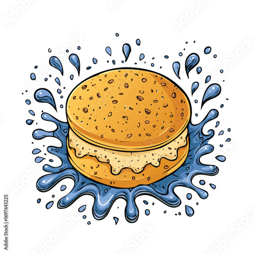 English Muffin splash Colorful Vector in Adorable Comic Style with Expressive Lines..