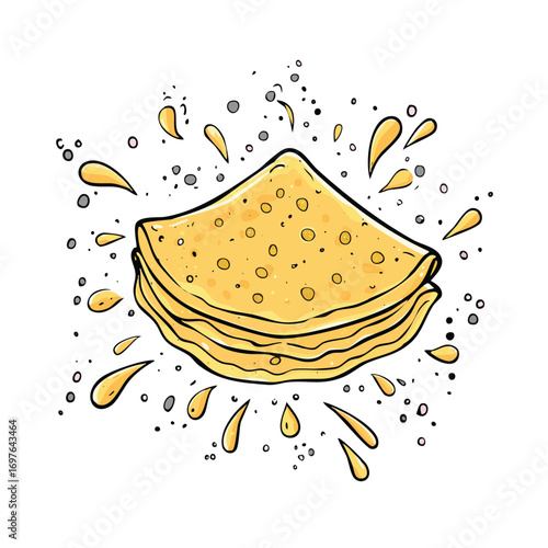 Paratha splash Colorful Vector in Adorable Comic Style with Expressive Lines..