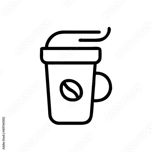 Minimal Coffee Cup To-Go Icon Illustration