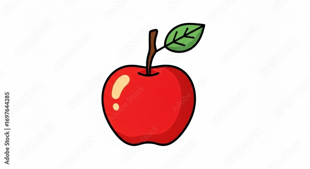 Obraz premium Cartoon Apple Illustration: Fresh, Healthy, and Simple